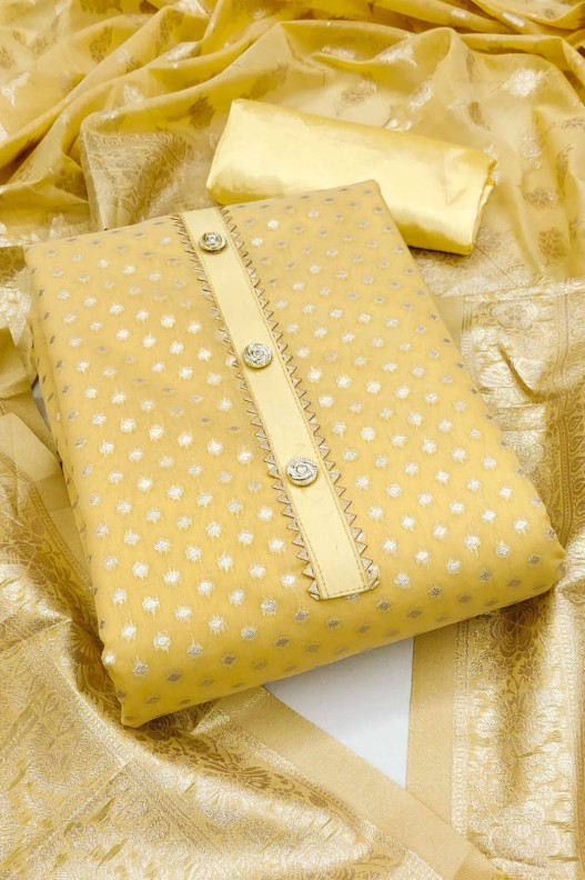 Premium Chanderi Jacquard Yellow Salwar Suit For Women